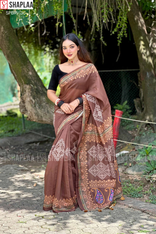 🌸 প্রিমিয়াম চান্দেরি সিল্ক শাড়ি