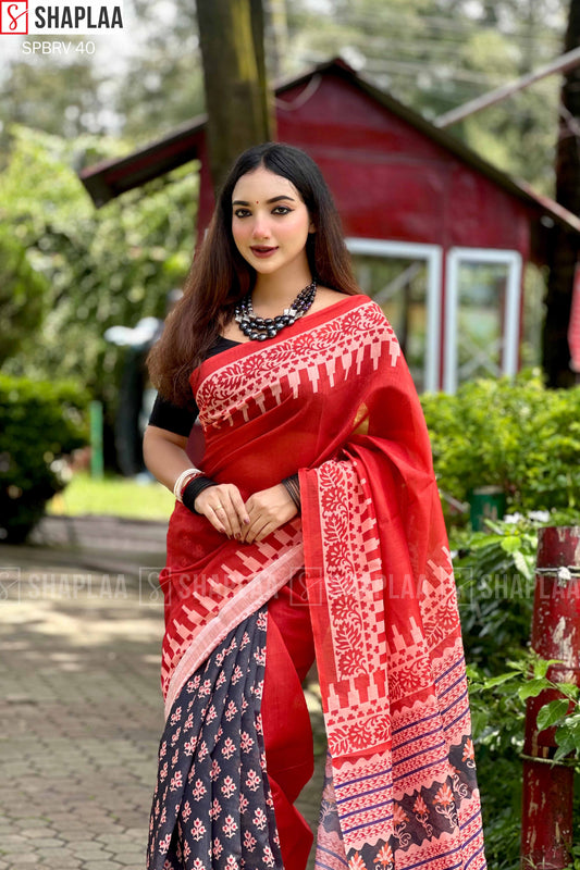 🌸 প্রিমিয়াম চান্দেরি সিল্ক শাড়ি