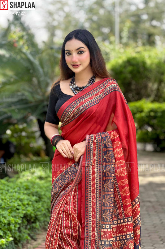 🌸 প্রিমিয়াম চান্দেরি সিল্ক শাড়ি