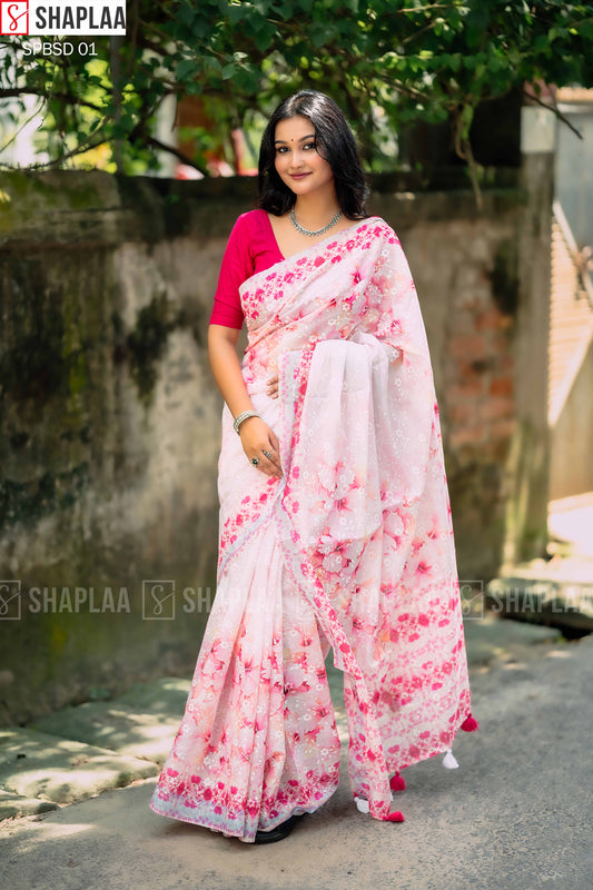 প্রিমিয়াম চান্দেরি সিল্ক শাড়ি।