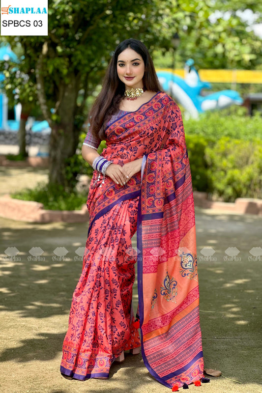 প্রিমিয়াম চান্দেরি সিল্ক শাড়ি।