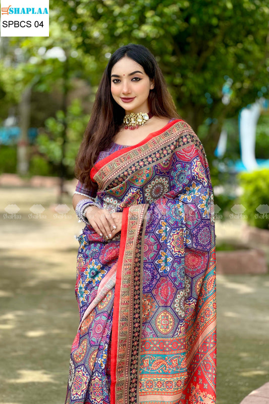 প্রিমিয়াম চান্দেরি সিল্ক শাড়ি।