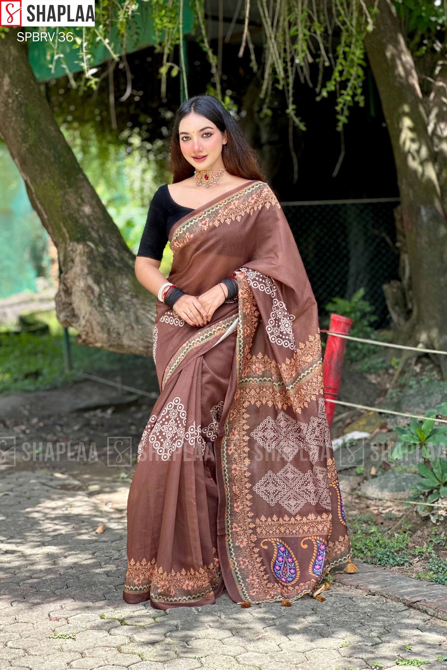 🌸 প্রিমিয়াম চান্দেরি সিল্ক শাড়ি