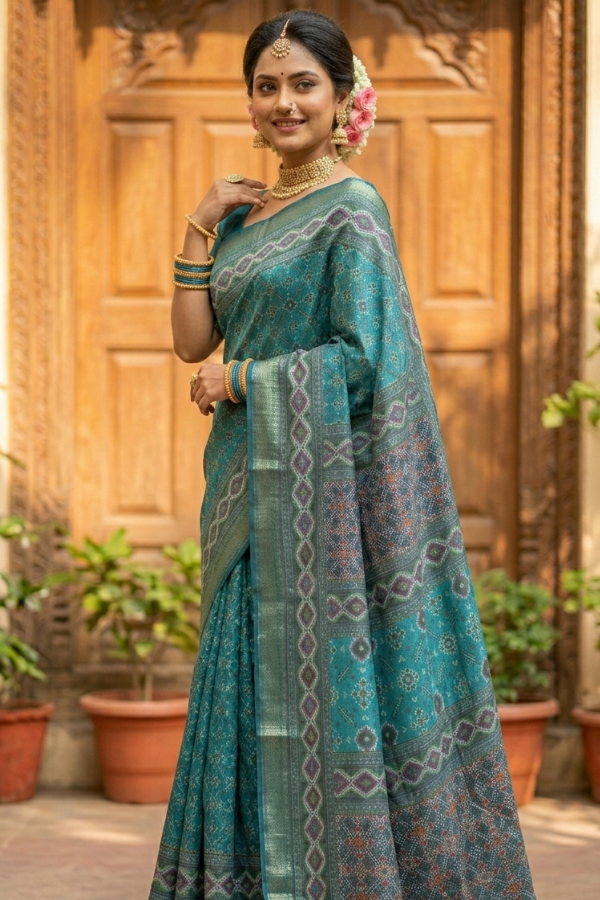 লাক্সারি জরি সুতা কাতান পার সিল্ক শাড়ি