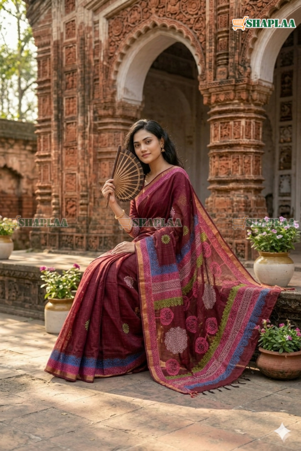 পিওর সুতি শাড়ি 🌸