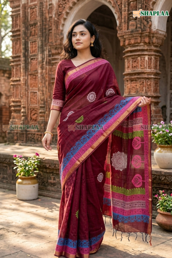 পিওর সুতি শাড়ি 🌸