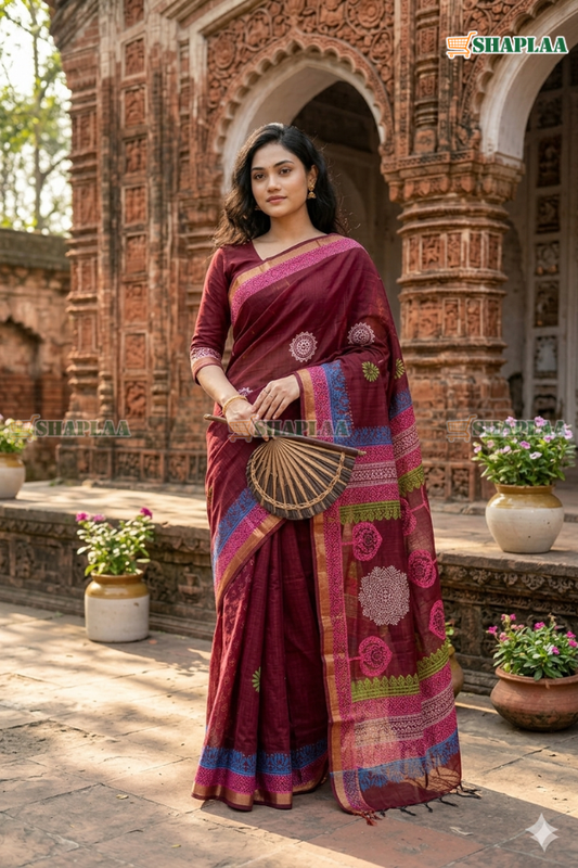 পিওর সুতি শাড়ি 🌸